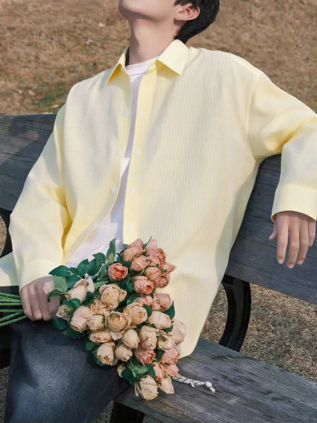 Men's American-style upscale striped shirt, new long-sleeve casual shirt for spring and autumn, stylish and laid-back.