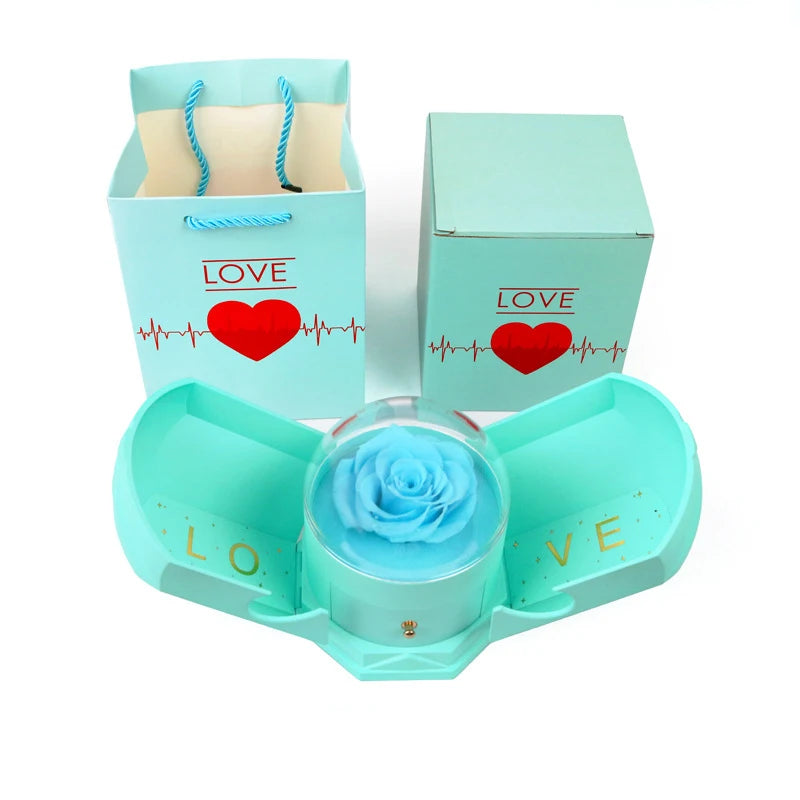 Christmas Custom Name Heart Necklace Creative Castle Double Door Jewelry Box Eternal Rose for Girl Wife Valentine's Day Gifts