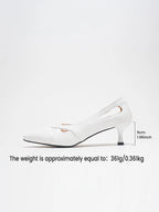 Elegant High Heels for Women, Spring and Summer New French Shallow Leather Mules, Cool and Breathable Hollow Design, Plaid Pattern Upper Kitten Heels, Versatile Dresses, Weddings, Parties, Date, Valentine's Day