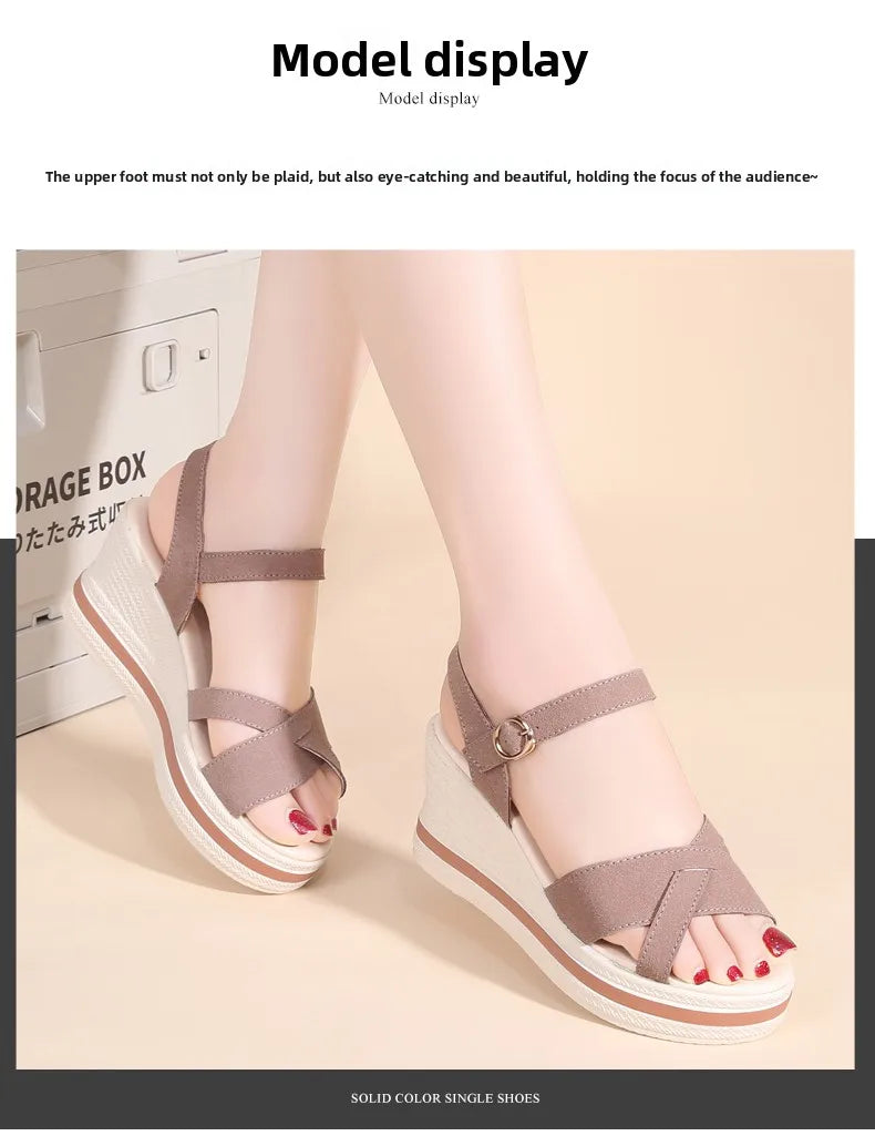 Women's Sandals Mix Color Wedges Heels Sandals Summer 2025 Shoes Woman Heeled Sandals Platform Summer Shoes Women Block Footwear