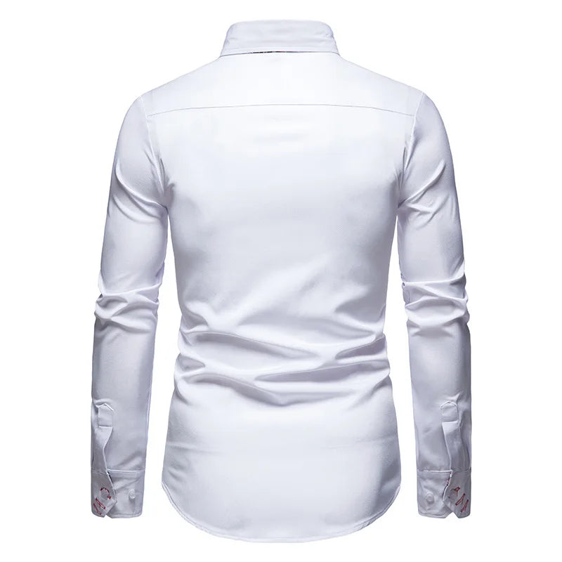 Men's Shirt with Collar White Shirts Man Long Sleeve Men's Shirts Mens Polo Shirts for Men Famous Brands Camisa Social Masculina