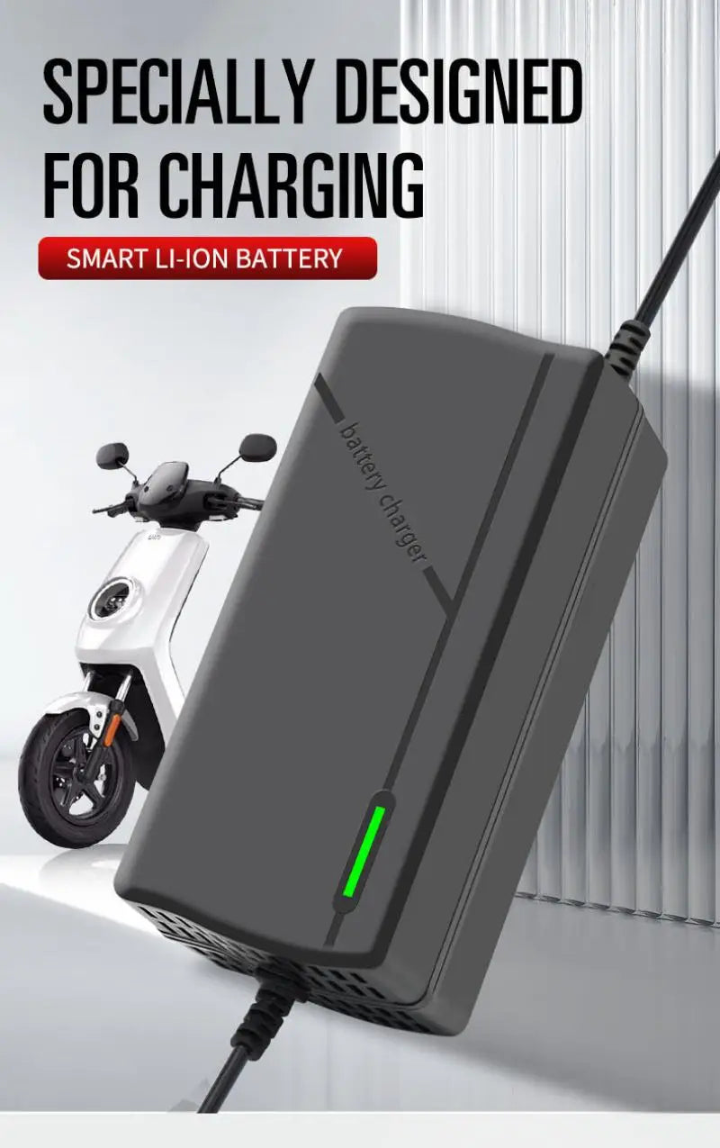 36V 48V 60V 72V Charger 2A 3A 5A Lithium Battery Pack 42 54.6 67.2 84V 10 13 16 20S DC EU Smart Intelligent Fast Charging Charge