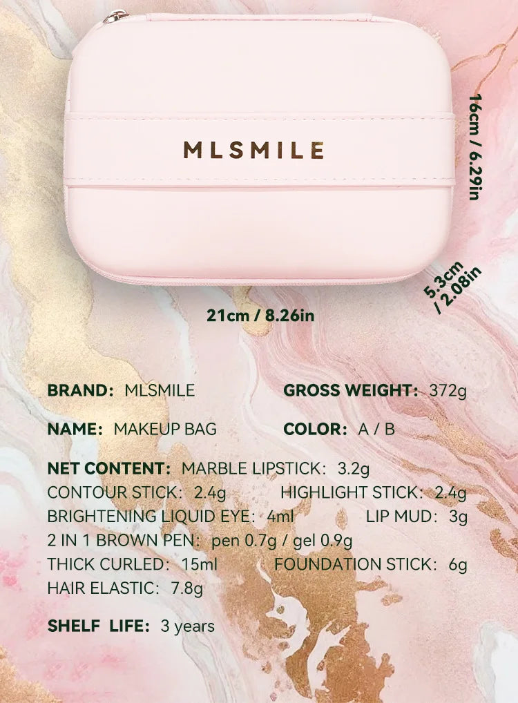 Makeup Kit With Organize Case Lipstick Contour Highlight Liquid Eyeshadow Lip Mud Eyebrow Pencil Mascara Women Cosmetics Set