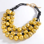 3 Layer Golden Silvery CCB Material Irregular Ball Beaded Necklace European American Fashion Collar Necklaces New Female Jewelry