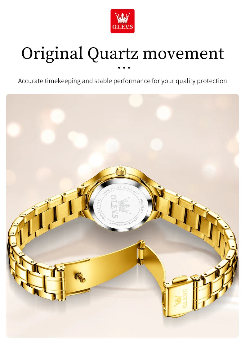 OLEVS 3650 Couple Watches For Men Women Number Scale Waterproof Quartz Dress Wristwatch Luminous Luxury Calendar Business Watch