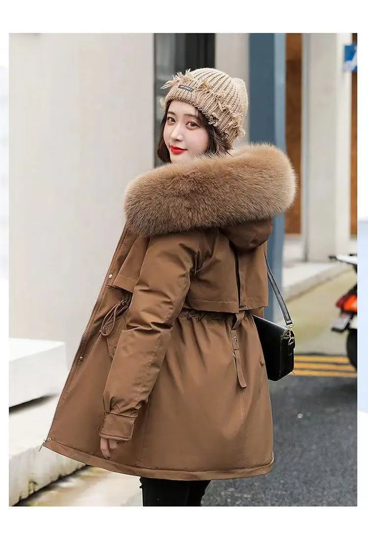 Winter Coat 2025 New Women's Thick Cotton Jacket Women's Medium long Korean version Fur collar Coat Female Warm Parka Overcoat
