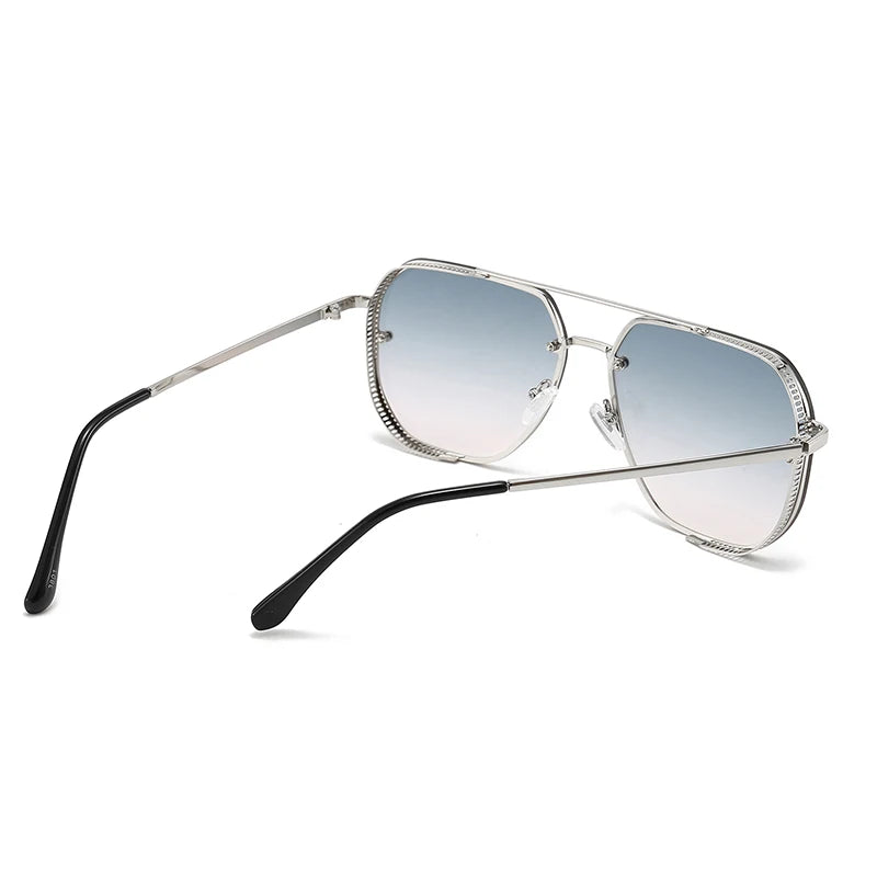 2023 Luxury Sunglasses For Men Women Brand Metal Big Frame Glasses Ladies UV400 Blue Black Sunglass Male Female Eyewear