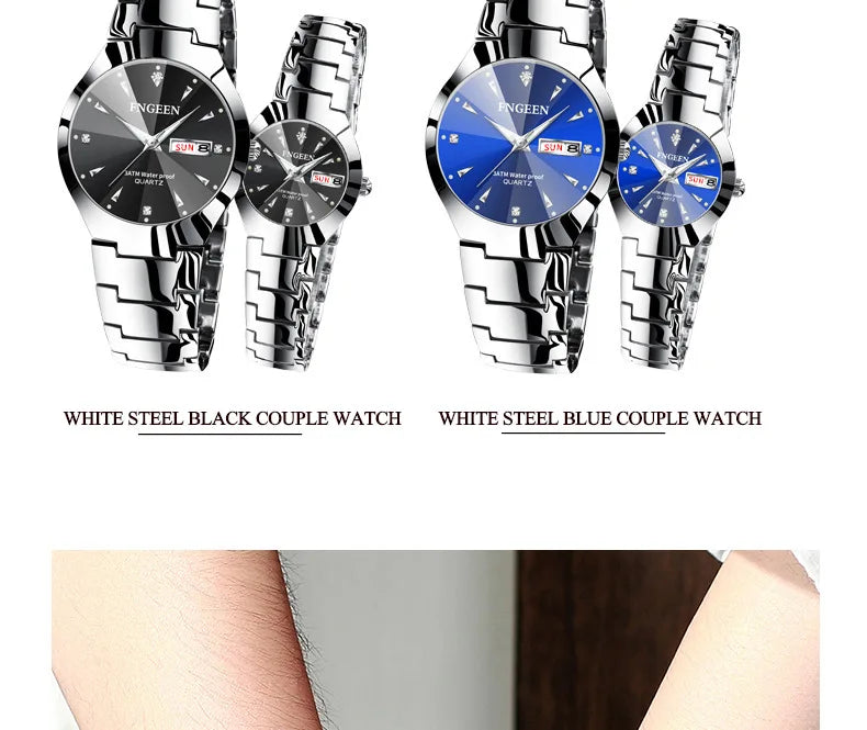 2023 FNGEEN 5808 Relogio Feminino Couple Watch Men Quartz watch for Lovers Luxury Womens wristwatch Stainless Steel Waterproof