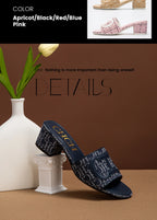 Women's Slippers 2024 New Brand Fabric Low Heel Sandals Outdoor Business Commuter Women's Shoes