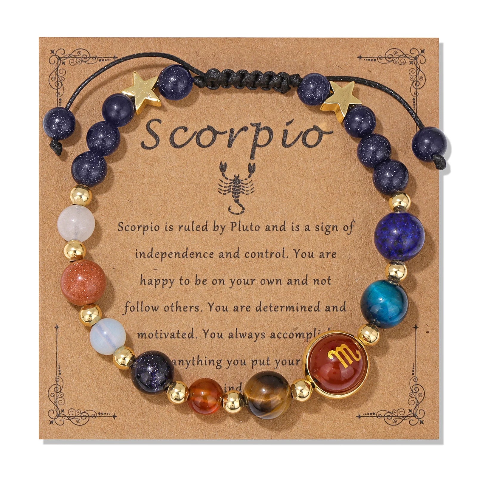 Natural Stone Constellation Bracelet Aries Leo Sagittarius Zodiac Sign Stone Bead Bangle Handmade Jewelry Birthday Gift