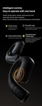 Handsfree Headset Bluetooth Noise Canceling Sports Waterproof Compatible HiFi Stereo Ear Hook Wireless Single Earphone Driving