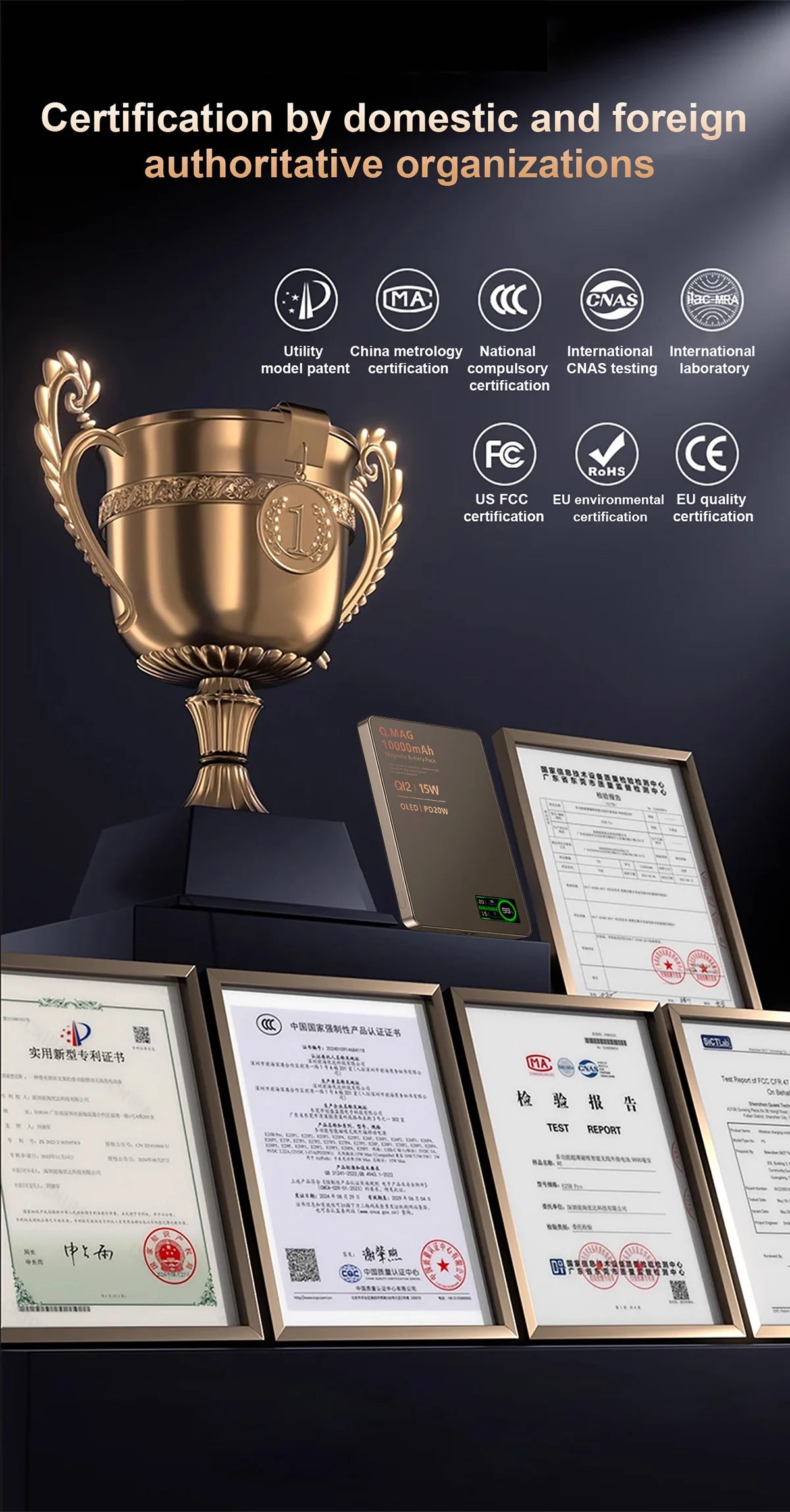 3 In 1 Magnetic Power Bank battery QI 15W Wireless Fast Charing With Intelligent  LCD Screen for iPhone 12-17 Pro Watch Airpods