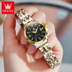 OLEVS 2906 Couple Watch Original Roman Scale Diamond Dial Luxury Quartz Watch For Men Women Rhombus Strap Waterproof Hand Clock