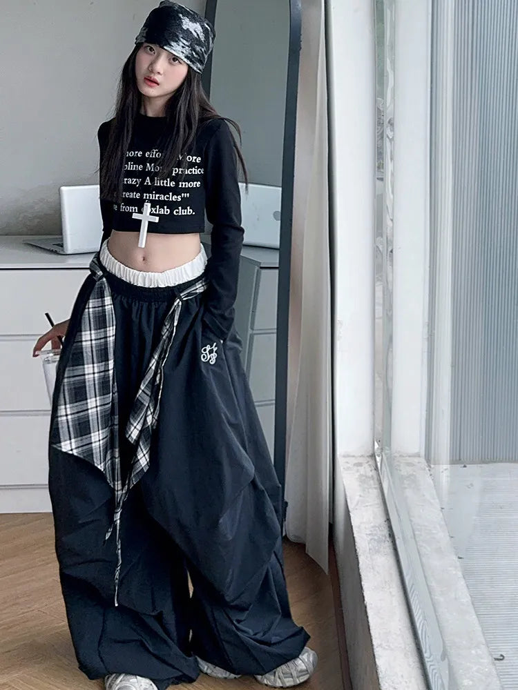 Pants Two Pieces Set Grid Trousers Tops Suits Casual Daily Childrens Clothes 2025 New Fashionable Children Autumn Clothing Girls