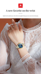 OLEVS 2906 Couple Watch Original Roman Scale Diamond Dial Luxury Quartz Watch For Men Women Rhombus Strap Waterproof Hand Clock