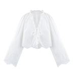 Embroidered Blouse Top Boho Chic Hawaiian Summer Vintage Ruffle Crop Shirts Female Elegant Women's Shirt Tops Woman 2025