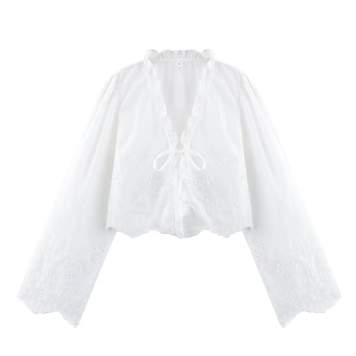 Embroidered Blouse Top Boho Chic Hawaiian Summer Vintage Ruffle Crop Shirts Female Elegant Women's Shirt Tops Woman 2025