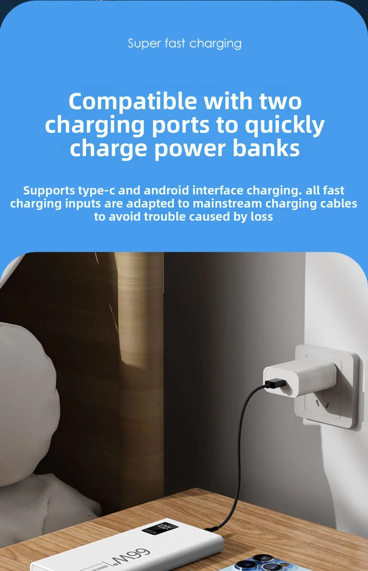 FERISING 20000mAh 66W Super Fast Charging Power Bank  High Capacity Bidirectional Fast Charging Portable