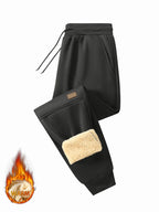 Pants for men in autumn and winter, thickened with fleece for outerwear, casual pants, warm lamb wool sports sweatpants