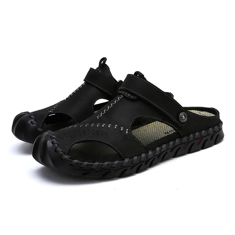 2023 Sandals Summer Men Leather  Classic Men Shoes Slippers Soft Sandals Men Roman Comfortable Outdoor Walking Footwear