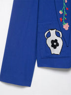 Women's Embroidered Hooded Jacket Long Sleeve Button up Top New Fashion Design