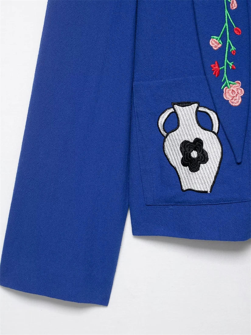 Women's Embroidered Hooded Jacket Long Sleeve Button up Top New Fashion Design