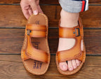 Slippers Shoes for Men Man Sandals Flat Genuine Leather Open Beach Indoor Ankle Wrap Number 41 Pvc V Daily Use New Fashion Eva