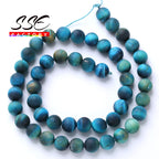 Matte Natural Blue Tiger Eye Stone Beads For Jewelry Making Round Loose Beads DIY Bracelets Accessories 4 6 8 10 12mm 15" Strand