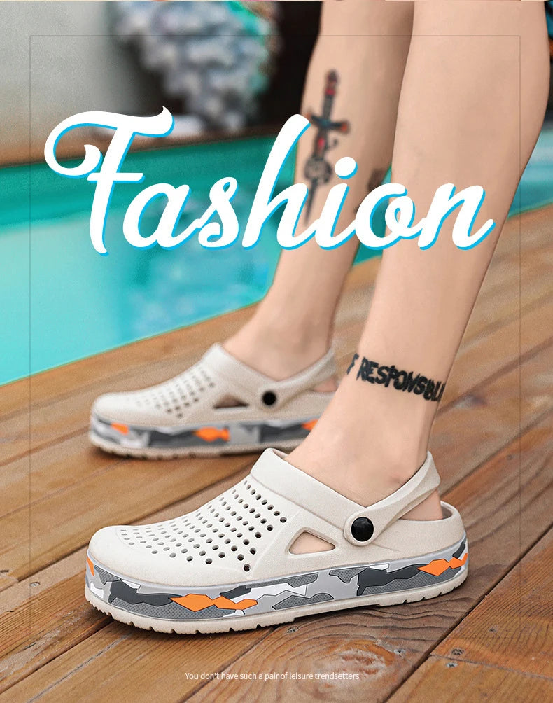 Slippers for men in summer, wearing breathable sandals outside the head, outdoor cooldown, anti slip beach, straight drag