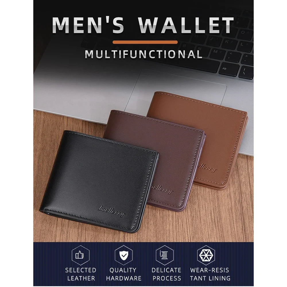 Men's PU Wallet, High - Quality Leather - Like, 6 Magnetic Slots + 1 Banknote Slot, Zipper Coin Pocket, ID Card Window