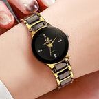 1/2PCS Fashion Couple's Watches Luxury Women Quartz Watch Men Business Watches Black Steel Band Male Analog Quartz Watch