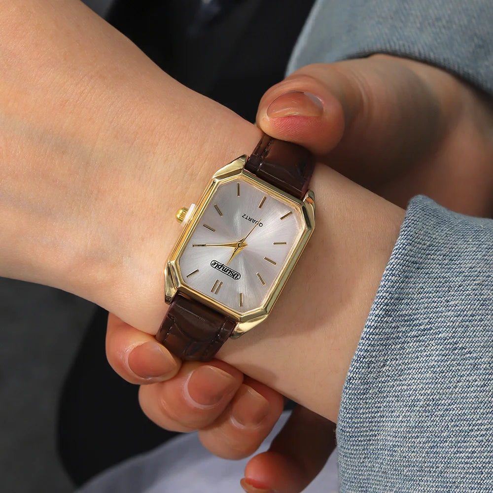 2pcs/Sets Couple Watches Casual Business Watches Analog PU Leather Quartz Wristwatch Ideal for Gifts To Men Watch & Women Watch