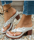 Women's Sandals 2025 Summer Shoes Woman High Heels Sandals New Flip Flops Women Heeled Sandals Summer Footwear Outdoor Slippers