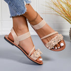 Women Sandals Fashion Flower Wedge Sandals Summer Casual Solid Color Sandals Breathable Beach Shoes Women Sandalias De Mujer