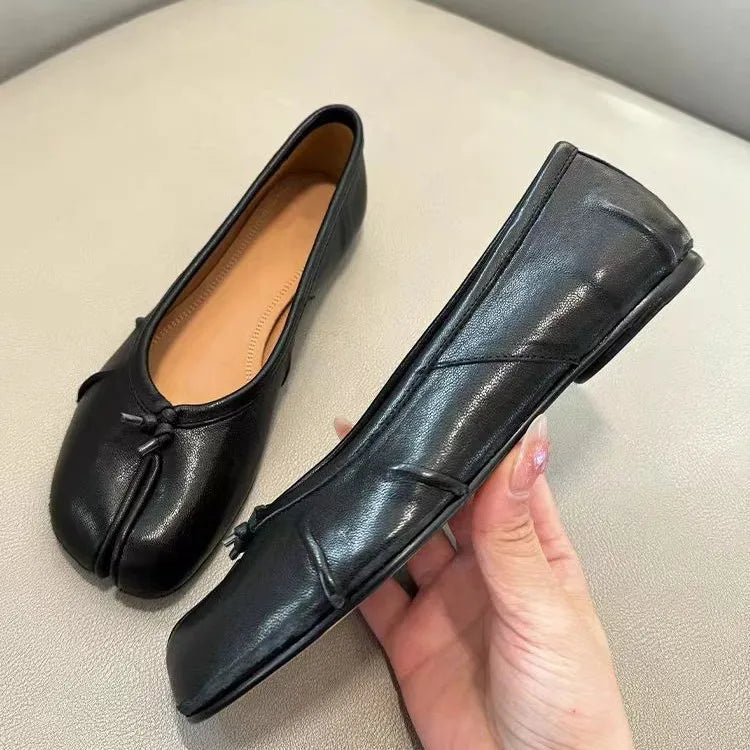 Women Flat Ballet Shoes Tabi Toe-shaped Single Flats Female Pig Hoof Leisure Shoes Soft Mocassins Femmes Casual Shoes Woman