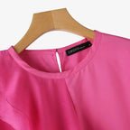 ZANZEA Women Ruffled Stitching Blouse Fashion Holiday O-neck Tops 2024 Summer Short Sleeve Tunics Casual Loose Solid Blusa Femme