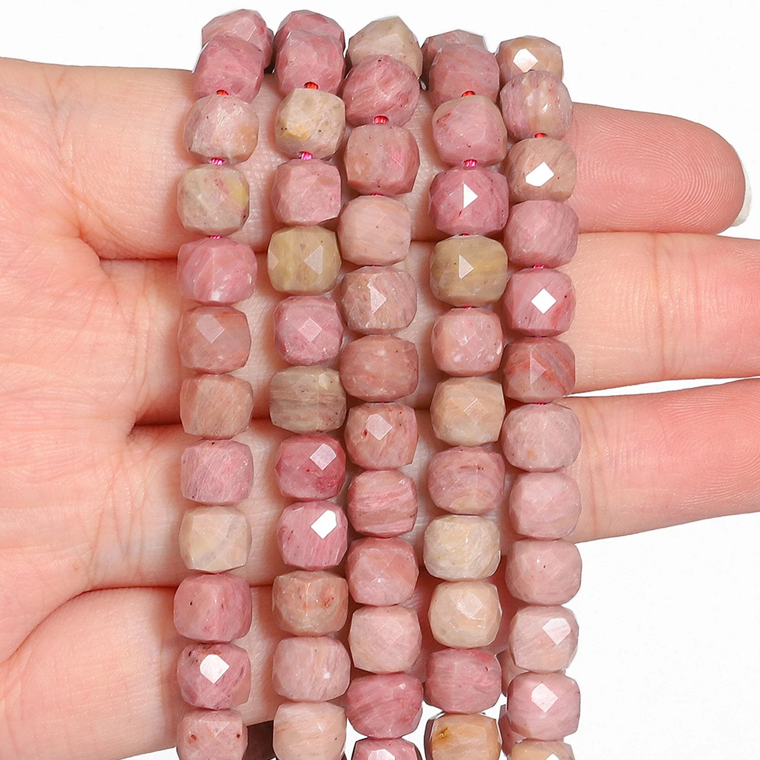 7-8mm Faceted Cube Beads Tourmaline Picture Jasper Agate Turquoise Amethyst Stone Beads for Jewelry Making Diy Accessories