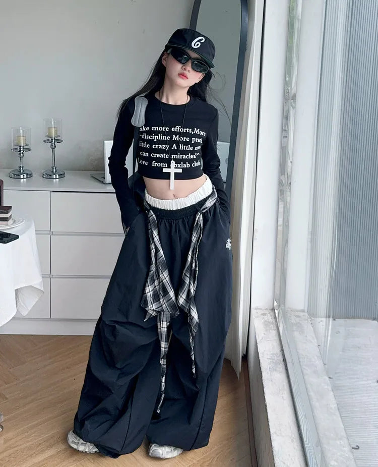 Pants Two Pieces Set Grid Trousers Tops Suits Casual Daily Childrens Clothes 2025 New Fashionable Children Autumn Clothing Girls