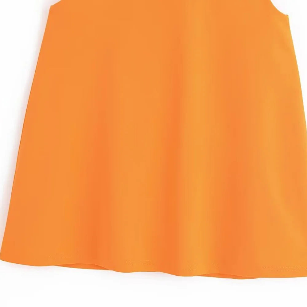 Women's Stitch Fit Short Dress Round Neck Hanging Neck Sleeveless Open Back Button Zipper Opening Spring/Summer New Fash