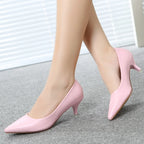 New Women's Shoes On Heels Elegant Medium High Heeled Ladies Pointed Toe 5cm Fashion Pumps For Woman Office Black Pink Red