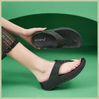 Women's Sandals Summer  Casual Non-Slip Suede  Diamond Soft Platform Wedge Flip Flop Walking Beach Slippers Shoes Woman