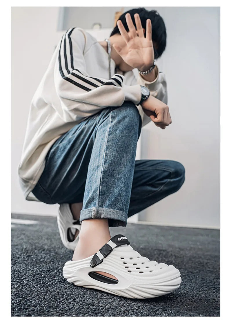 New Men Massage Slippers Slides Indoor Outdoor Sandals Beach Casual Shoes Comfortable Sole Men's Slippers