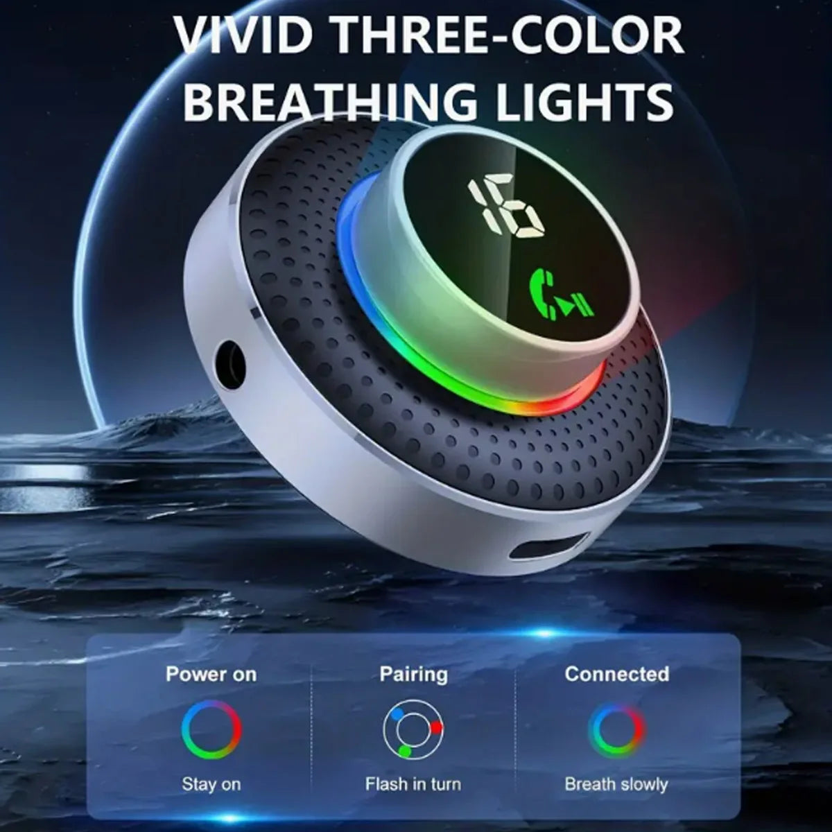 Handsfree Calling Car Kit Bluetooth Wireless Receiver 3.5mm Aux Wireless Music Receiver Support Connecting 2 Devices Car Adapter