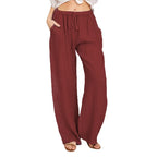 Pajama Pants Women Fashion Premium Lazy Style Casual Pants Loose Trend Straight Wide Leg Long Pants Solid Color Lounge Pants