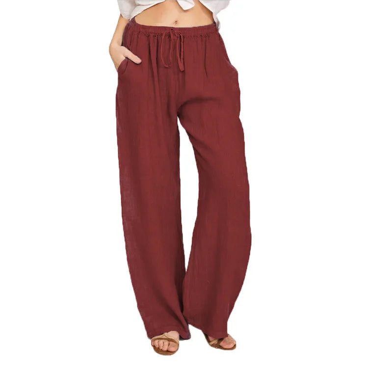 Pajama Pants Women Fashion Premium Lazy Style Casual Pants Loose Trend Straight Wide Leg Long Pants Solid Color Lounge Pants