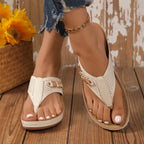 Woman Slippers Leather Non-Slip Soft Platform Shoes Flip Flops Summer Wedge Sandals Fashion Orthopedic Slippers Slides Women