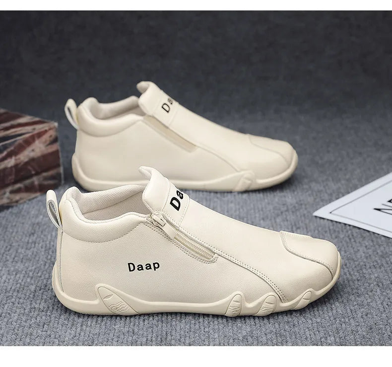 2024 New Casual Shoes for Men Luxury Round Toe Men Ankle Boots Light Slip on Walking Shoes Outdoor Comfor Men High Top Sneakers