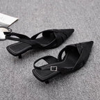 Weave Women Heeled Sandals Pointed Toe Elegant Shoes Woman Trend New Slippers Fashion Heels Women Zapatos Mujer