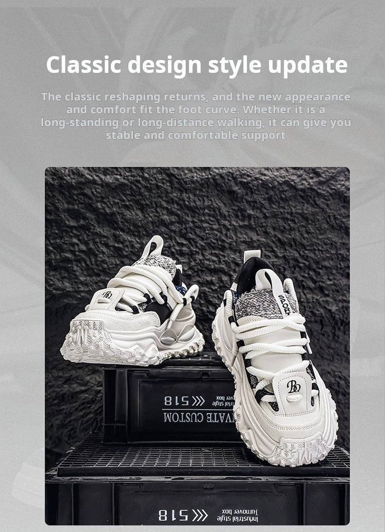 Men's Shoes 2025 Thick Sole Height Increasing New Breathable Trend Fashionable and Versatile Casual Sports Comfortable Trend