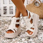Women Sandals Summer Fashion Leather Platform Female Sandals Gladiator High Heels Sandals Women Chunky Outdoor Wedges Woman Shoe